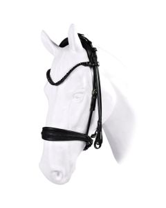 Stang en Trens hoofdstel Utzon Edinburgh black edition, Elegant frontriem, Crystal dust neusriem, zilveren fornituren