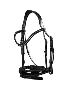 Trenshoofdstel PassierBlu Spirit met Premium Clear Crystal Crystals frontriem, anatomische neusriem en gummiteugels