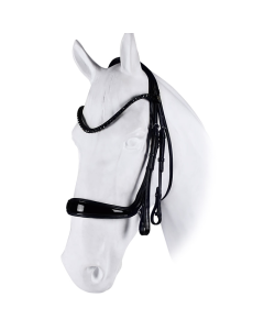 Stang en trens hoofdstel Passier Moonlight met Extra-Large Premium Graphite Crystals, jukbeenvrijheid neusriem, stangteugel en enkelzijdig gummiteugels