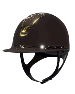 Rijhelm Samshield 2.0 Miss Shield Shadowmatt met Flower Swarovski Jewelry top en frontal band en Gold trim en blazon