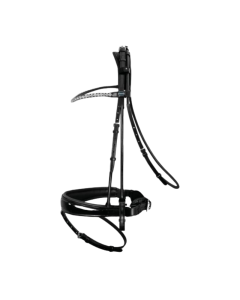 Trenshoofdstel Passier Harmony Round met Extra-large Premium Clear Crystals frontriem, anatomische neusriem en enkelzijdige gummiteugels