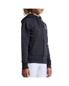 Trui Cavalleria Toscana Cotton with Floral Embroidery Logo Zip Hoodie FEA022