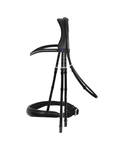 Stang en trens hoofdstel Passier Dream met Big Premium Clear Crystal frontriem, anatomische neusriem, stangteugel en enkelzijdige gummiteugels