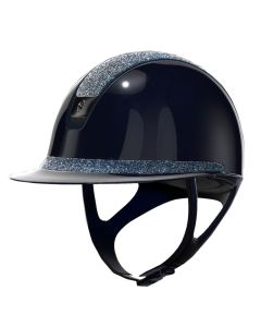 Rijhelm Samshield 2.0 Miss Shield Shadow Glossy met Crystal Fabric top en frontal band met Matte trim