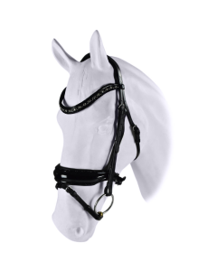 Trenshoofdstel DR Trend Fine Rock Silver Black frontriem, Gummi teugel