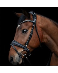 Trenshoofdstel Utzon Edinburgh black edition, Empire frontriem, Crystal dust neusriem, zilveren fornituren