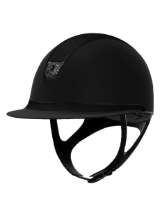 Rijhelm Samshield 2.0 Miss Shield Shadowmatt met Premium Alcantara top en frontal band met Crystal Fabric Blazon en Matte trim