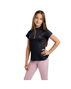 Shirt Montar MoLila Junior Champagne Crystal Tape Short Sleeve Polo with Champagne Crystals PL4620