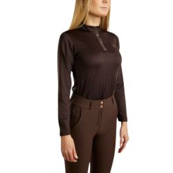Shirt Montar Briella Long Sleeve Polo Rosegold Crystals