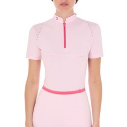 Shirt Equestro Slim Fit Training Polo with Perforated Inserts and Contrasting Details SS25
