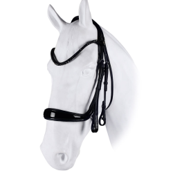 Stang en trens hoofdstel Passier Moonlight met Extra-Large Premium Graphite Crystals, jukbeenvrijheid neusriem, stangteugel en enkelzijdig gummiteugels