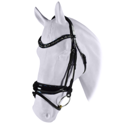 Trenshoofdstel DR Trend Fine Rock Silver Black Blue frontriem, Gummi teugel