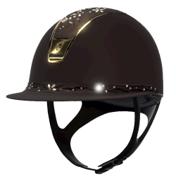 Rijhelm Samshield 2.0 Miss Shield Shadowmatt met Flower Swarovski Jewelry top en frontal band en Gold trim en blazon