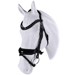 Trenshoofdstel DR Trend Fine Rock Silver Black frontriem, Gummi teugel