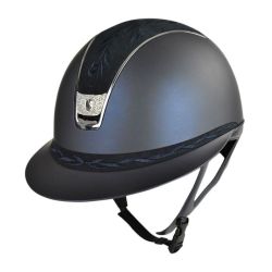 Rijhelm Samshield 2.0 Miss Shield Shadowmatt met Flower Embriodery top en frontal band met Crystal Fabric blazon