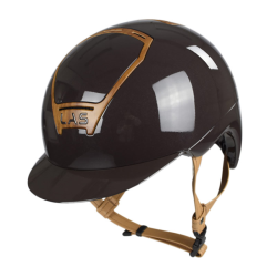 Rijhelm LAS Standard Visor Opera Glossy met Wood Frame met Beige kinband