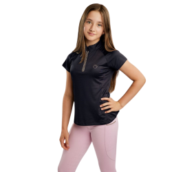Shirt Montar MoLila Junior Champagne Crystal Tape Short Sleeve Polo with Champagne Crystals PL4620